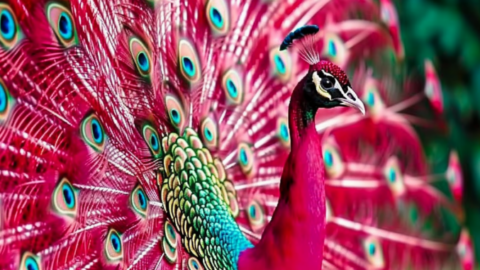 a bright pink peacock displaying feathers to show how a positioning statement makes product or service standout against competitors