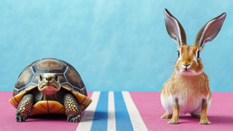 the hidden power of brand marketing depicted as tortoise in the hare and tortoise parable