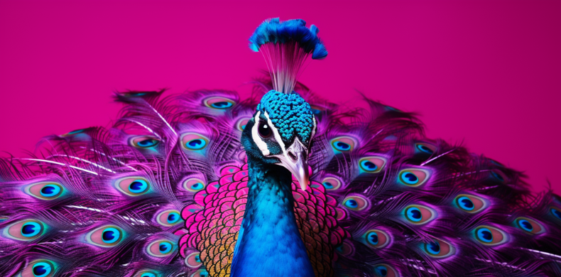 Mastering LinkedIn Peacock image on a bold pink background